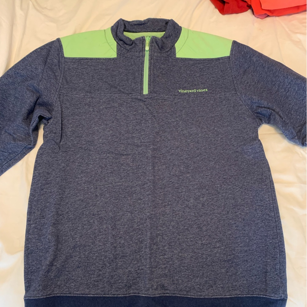 Vineyard Vines - 1/4 Zip Pullover Shep Shirt Sweatshirt Blue Green - Large